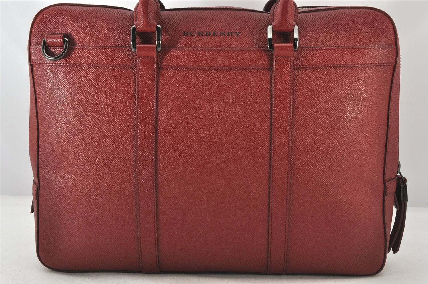 Authentic BURBERRY Vintage Leather 2Way Briefcase Business Bag Red 5966K