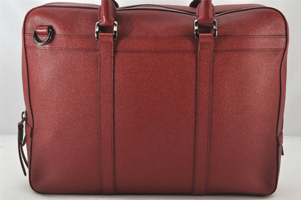 Authentic BURBERRY Vintage Leather 2Way Briefcase Business Bag Red 5966K