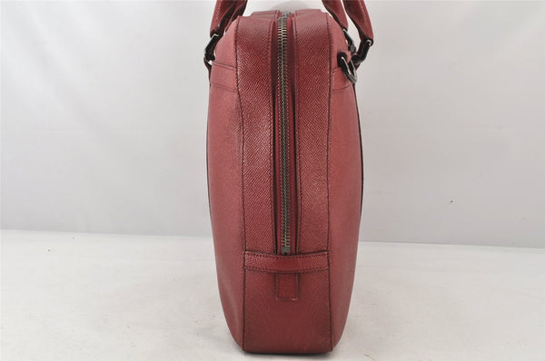 Authentic BURBERRY Vintage Leather 2Way Briefcase Business Bag Red 5966K