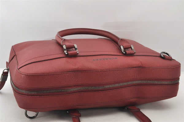 Authentic BURBERRY Vintage Leather 2Way Briefcase Business Bag Red 5966K