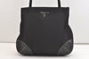 Authentic PRADA Vintage Nylon Tessuto Leather Shoulder Tote Bag Black 5969J