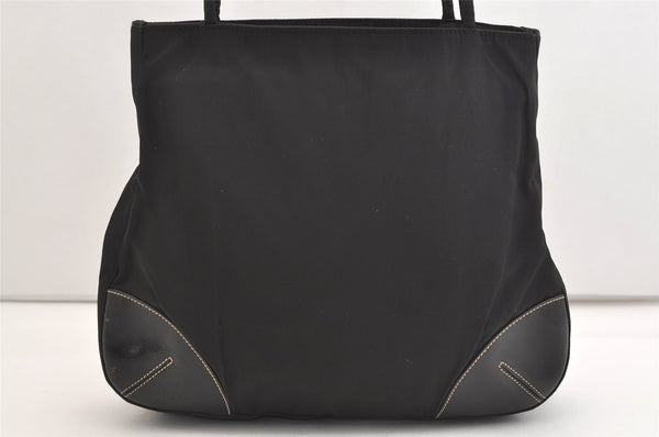 Authentic PRADA Vintage Nylon Tessuto Leather Shoulder Tote Bag Black 5969J