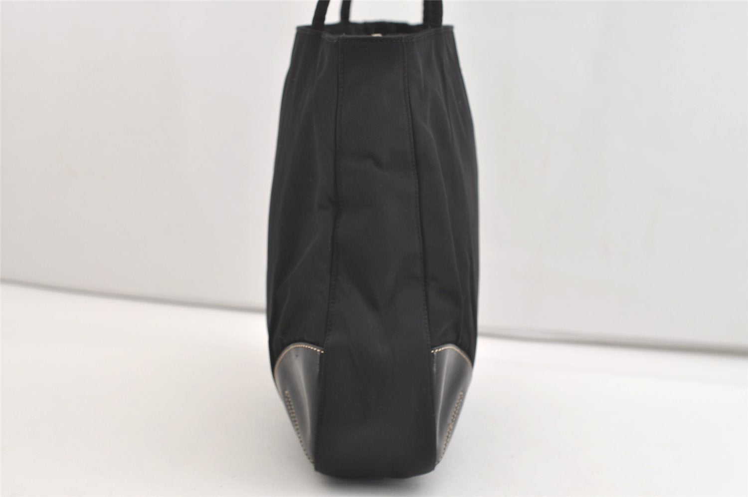 Authentic PRADA Vintage Nylon Tessuto Leather Shoulder Tote Bag Black 5969J