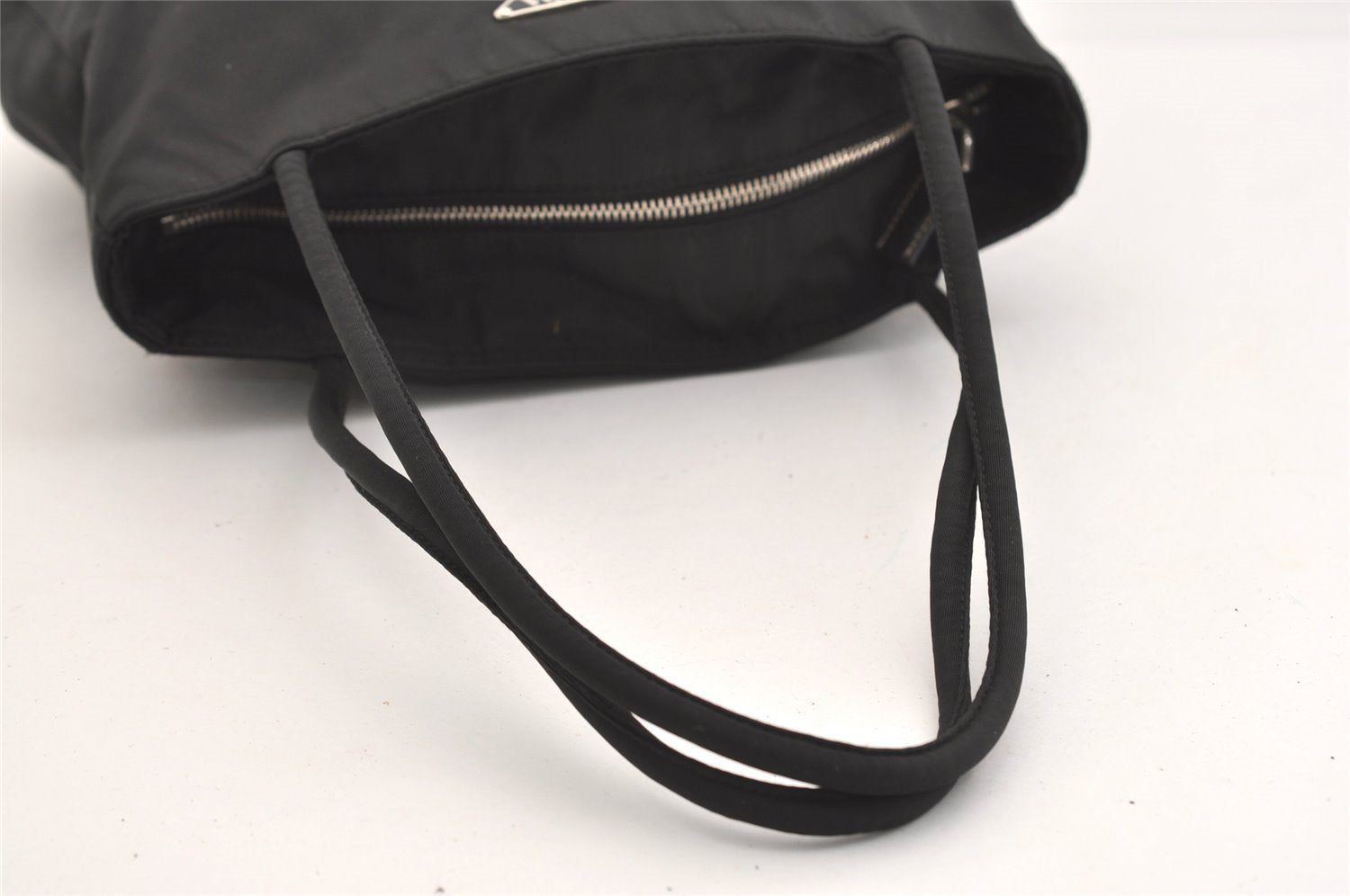 Authentic PRADA Vintage Nylon Tessuto Leather Shoulder Tote Bag Black 5969J