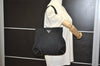 Authentic PRADA Vintage Nylon Tessuto Leather Shoulder Tote Bag Black 5969J
