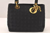 Authentic Christian Dior Lady Dior Canvas Nylon Hand Bag Purse Black CD 5969K