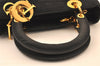 Authentic Christian Dior Lady Dior Canvas Nylon Hand Bag Purse Black CD 5969K