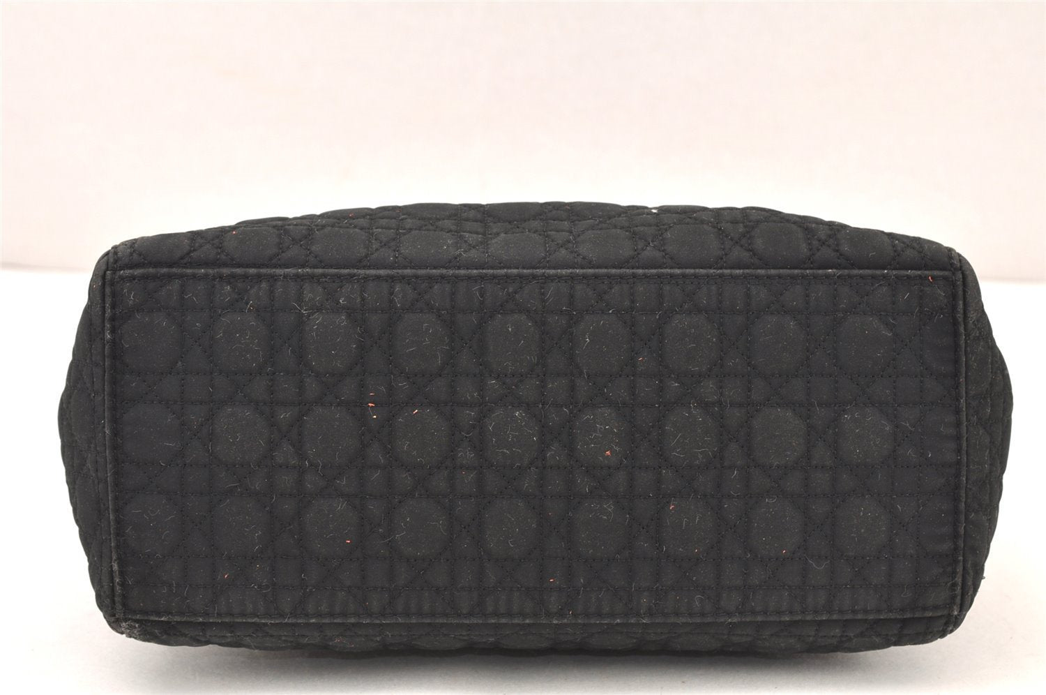 Authentic Christian Dior Lady Dior Canvas Nylon Hand Bag Purse Black CD 5969K