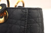 Authentic Christian Dior Lady Dior Canvas Nylon Hand Bag Purse Black CD 5969K