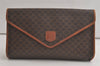 Auth CELINE Macadam Blason 2Way Clutch Shoulder Bag PVC Leather Brown Junk 5971K