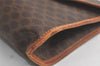 Auth CELINE Macadam Blason 2Way Clutch Shoulder Bag PVC Leather Brown Junk 5971K