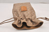 Authentic CELINE Macadam Blason Pattern Drawstring Pouch PVC Leather Beige 5972K