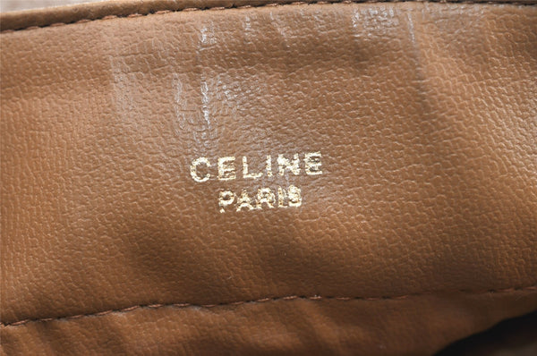 Authentic CELINE Macadam Blason Pattern Drawstring Pouch PVC Leather Beige 5972K