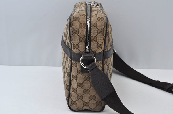 Authentic GUCCI Shoulder Cross Body Bag GG Canvas Leather 449173 Brown 5973J