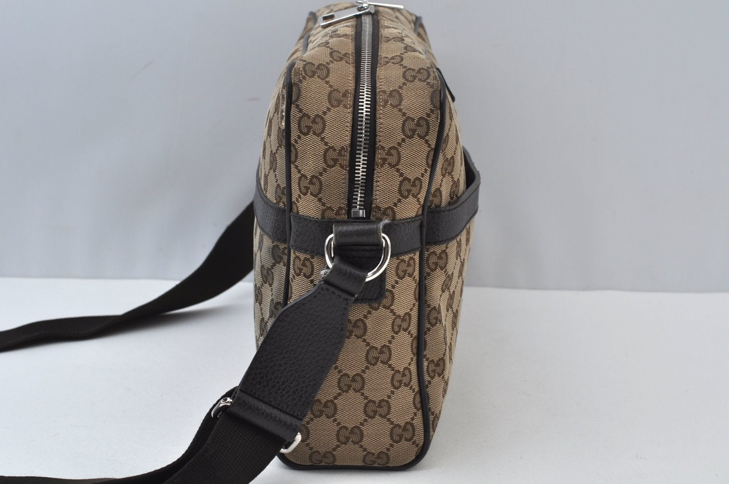 Authentic GUCCI Shoulder Cross Body Bag GG Canvas Leather 449173 Brown 5973J