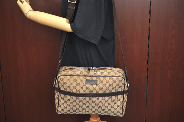 Authentic GUCCI Shoulder Cross Body Bag GG Canvas Leather 449173 Brown 5973J