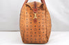 Authentic MCM Visetos Leather Vintage Travel Boston Bag Brown 5973K