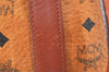 Authentic MCM Visetos Leather Vintage Travel Boston Bag Brown 5973K