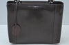 Authentic Christian Dior Maris Pearl Hand Tote Bag Purse Enamel Brown 5975J
