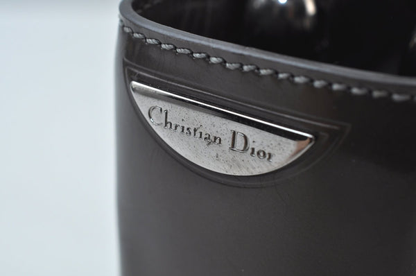Authentic Christian Dior Maris Pearl Hand Tote Bag Purse Enamel Brown 5975J