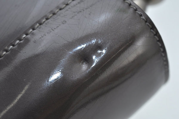 Authentic Christian Dior Maris Pearl Hand Tote Bag Purse Enamel Brown 5975J