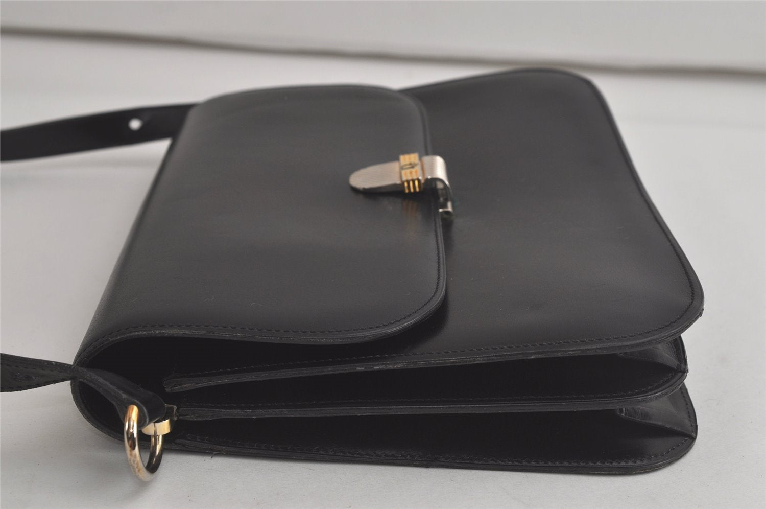Authentic Christian Dior Shoulder Cross Body Bag Purse Leather Black 5975K