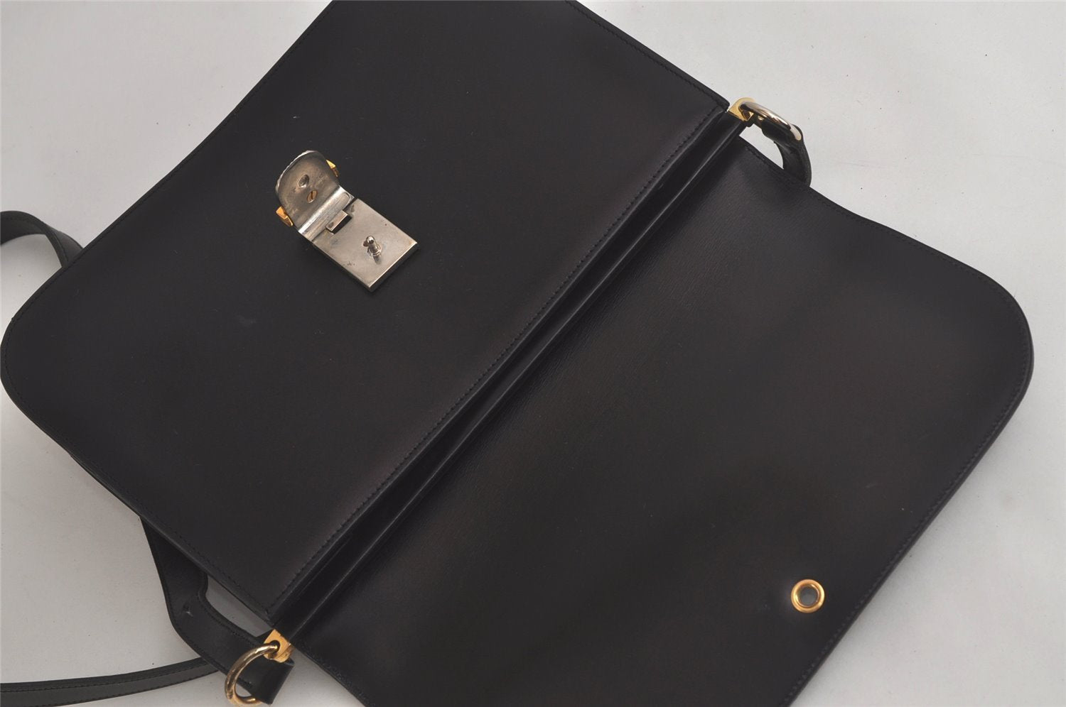 Authentic Christian Dior Shoulder Cross Body Bag Purse Leather Black 5975K