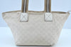Authentic GUCCI Vintage Shoulder Tote Bag GG Canvas Leather 131230 White 5976H