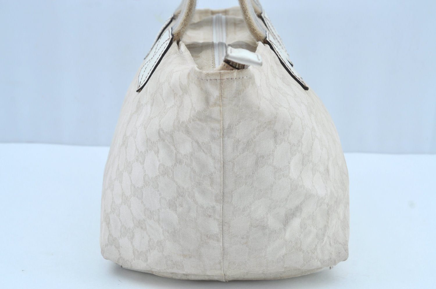 Authentic GUCCI Vintage Shoulder Tote Bag GG Canvas Leather 131230 White 5976H