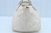 Authentic GUCCI Vintage Shoulder Tote Bag GG Canvas Leather 131230 White 5976H