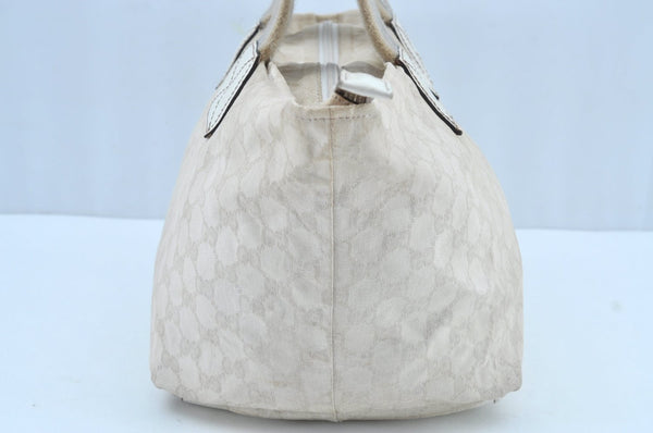 Authentic GUCCI Vintage Shoulder Tote Bag GG Canvas Leather 131230 White 5976H