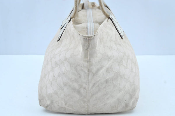 Authentic GUCCI Vintage Shoulder Tote Bag GG Canvas Leather 131230 White 5976H