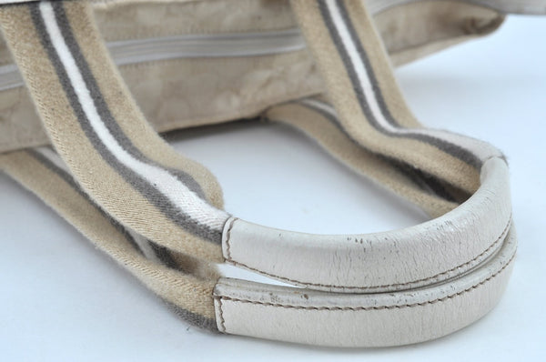 Authentic GUCCI Vintage Shoulder Tote Bag GG Canvas Leather 131230 White 5976H