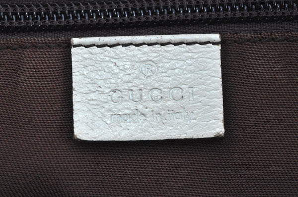 Authentic GUCCI Vintage Shoulder Tote Bag GG Canvas Leather 131230 White 5976H
