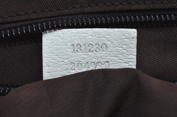 Authentic GUCCI Vintage Shoulder Tote Bag GG Canvas Leather 131230 White 5976H