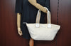 Authentic GUCCI Vintage Shoulder Tote Bag GG Canvas Leather 131230 White 5976H