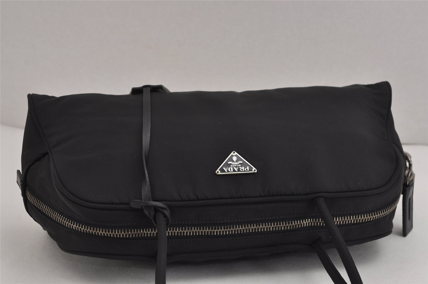 Authentic PRADA Vintage Nylon Tessuto Leather Shoulder Hand Bag Black 5976J