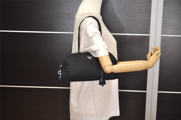 Authentic PRADA Vintage Nylon Tessuto Leather Shoulder Hand Bag Black 5976J