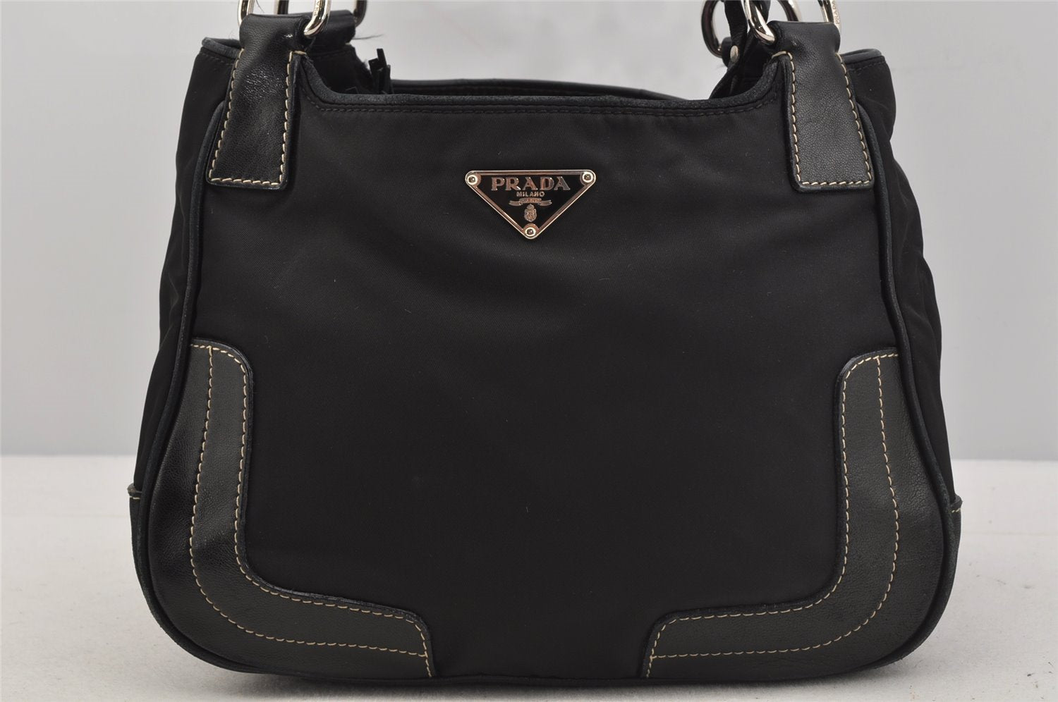 Authentic PRADA Nylon Tessuto Leather Shoulder Hand Bag Purse Black 5977J