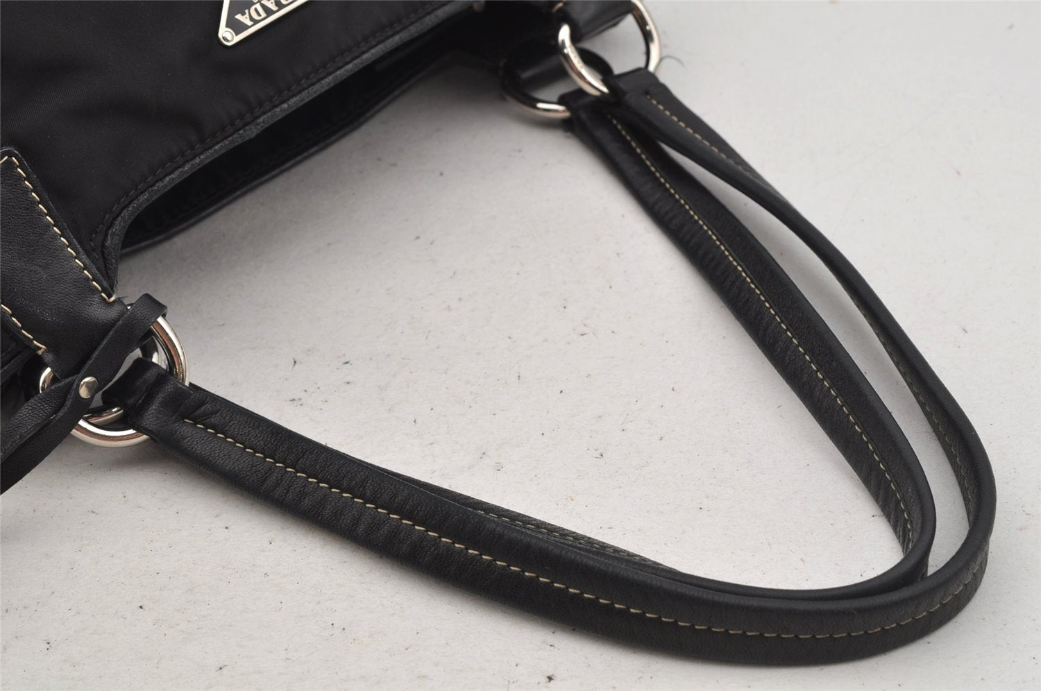 Authentic PRADA Nylon Tessuto Leather Shoulder Hand Bag Purse Black 5977J