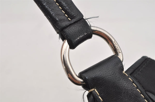 Authentic PRADA Nylon Tessuto Leather Shoulder Hand Bag Purse Black 5977J