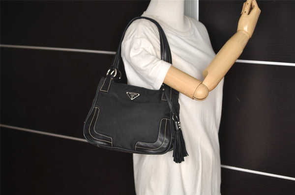 Authentic PRADA Nylon Tessuto Leather Shoulder Hand Bag Purse Black 5977J