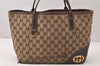 Authentic GUCCI New Britt Tote Bag GG Canvas Leather 169946 Brown Junk 5977K