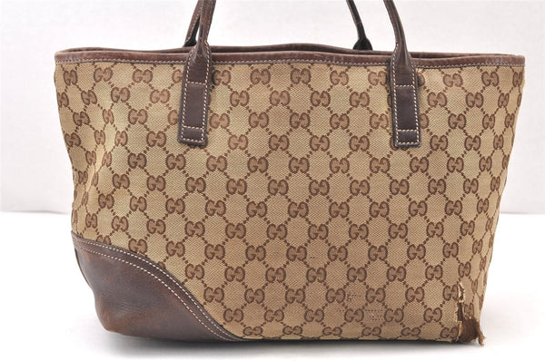Authentic GUCCI New Britt Tote Bag GG Canvas Leather 169946 Brown Junk 5977K