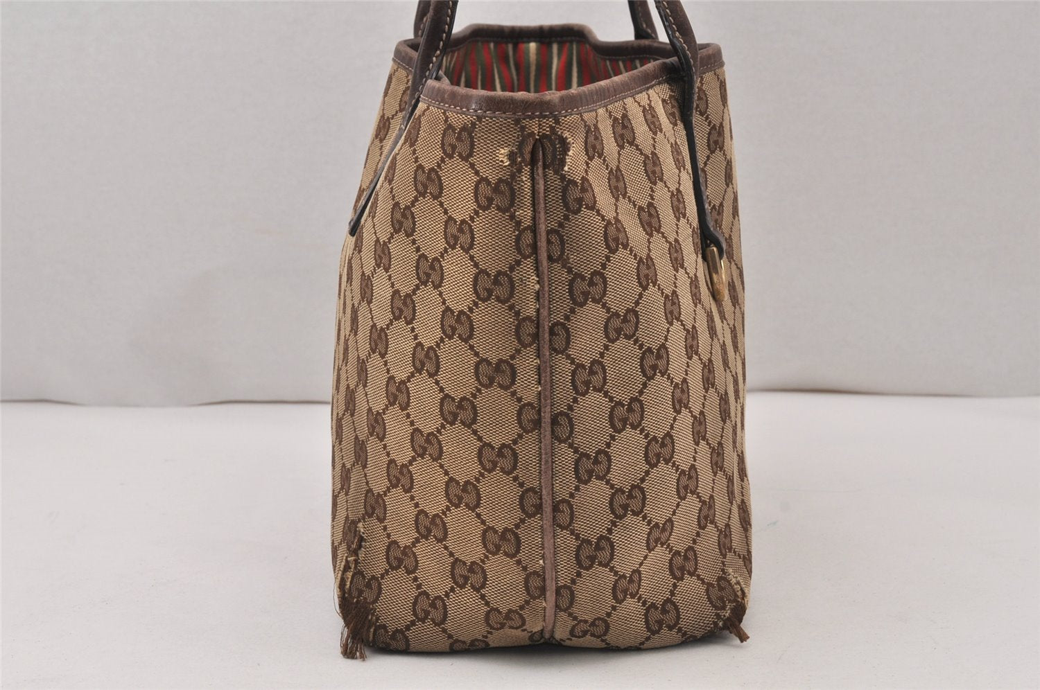Authentic GUCCI New Britt Tote Bag GG Canvas Leather 169946 Brown Junk 5977K
