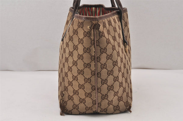 Authentic GUCCI New Britt Tote Bag GG Canvas Leather 169946 Brown Junk 5977K