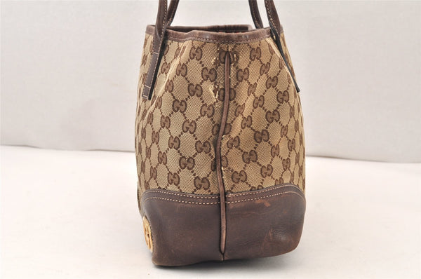 Authentic GUCCI New Britt Tote Bag GG Canvas Leather 169946 Brown Junk 5977K