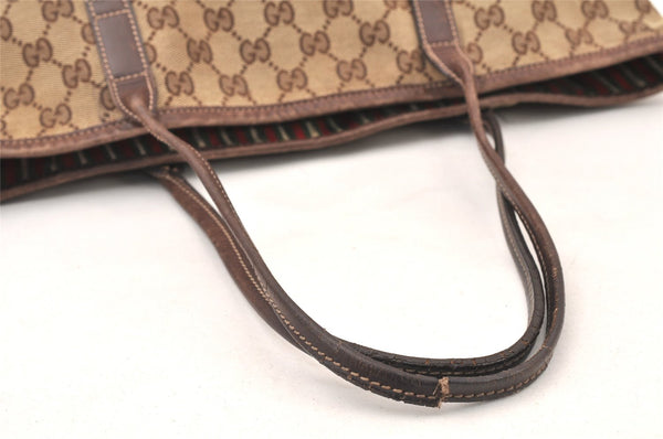Authentic GUCCI New Britt Tote Bag GG Canvas Leather 169946 Brown Junk 5977K