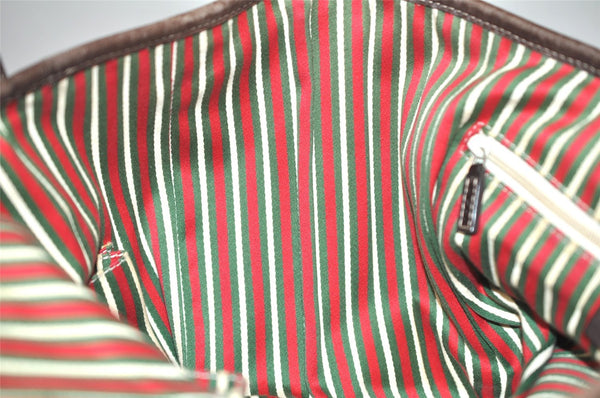 Authentic GUCCI New Britt Tote Bag GG Canvas Leather 169946 Brown Junk 5977K