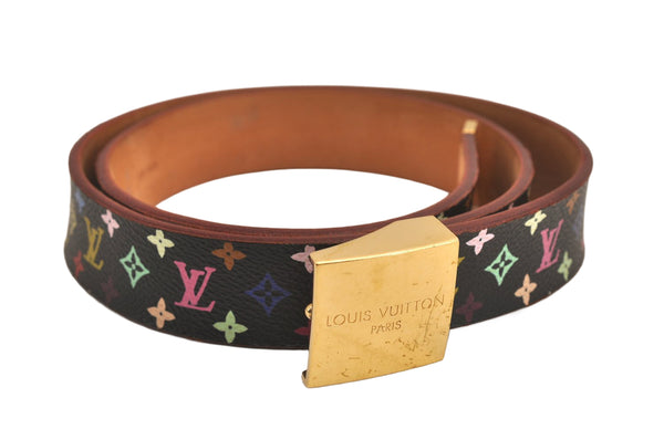 Auth Louis Vuitton Monogram Multicolor Ceinture Carre Belt 30.5-34.3"" LV 5977M